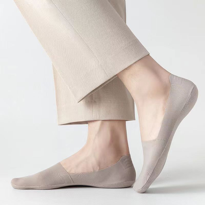Chaussettes invisibles masculines en soie de glace en une seule pièce