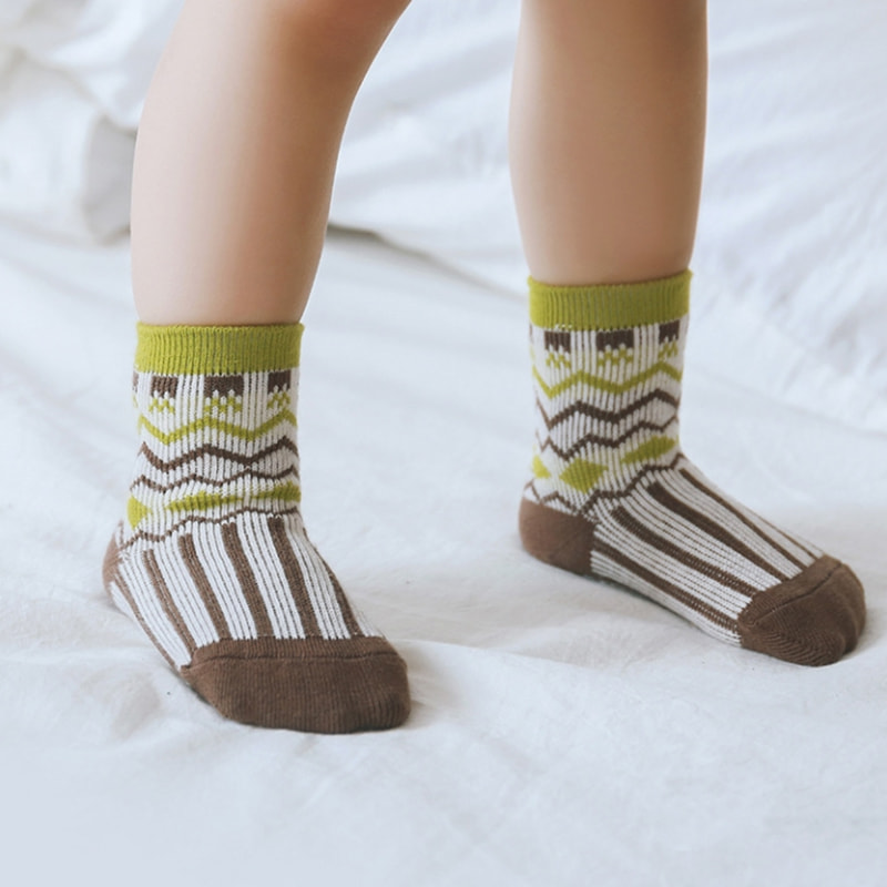 Chaussettes pour enfants à double aiguille, adhésif antidérapant, chaussettes de marche, chaussettes pour bébé en bouche lâche, chaussettes nouveau-nés